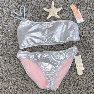 Gianni bini silver metallic bikini NWT